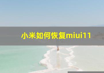 小米如何恢复miui11