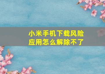 小米手机下载风险应用怎么解除不了