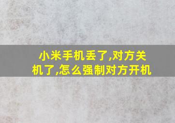 小米手机丢了,对方关机了,怎么强制对方开机