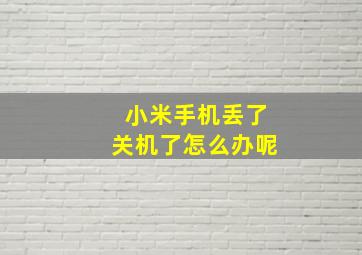 小米手机丢了关机了怎么办呢