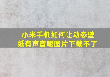 小米手机如何让动态壁纸有声音呢图片下载不了