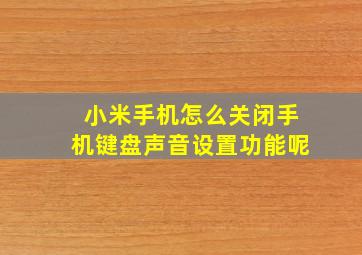 小米手机怎么关闭手机键盘声音设置功能呢