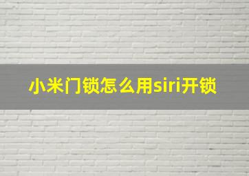 小米门锁怎么用siri开锁