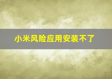 小米风险应用安装不了