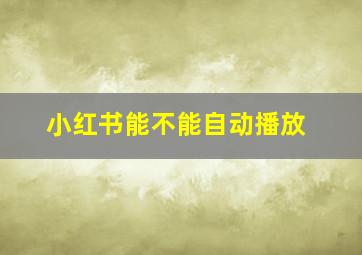 小红书能不能自动播放