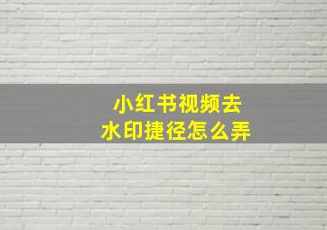 小红书视频去水印捷径怎么弄