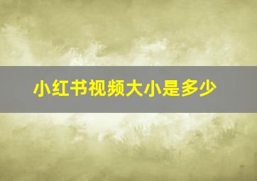 小红书视频大小是多少