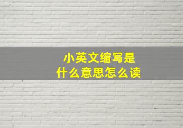 小英文缩写是什么意思怎么读