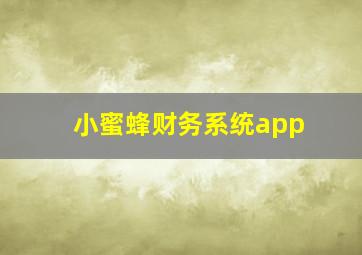 小蜜蜂财务系统app