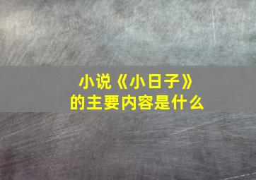 小说《小日子》的主要内容是什么