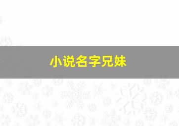 小说名字兄妹