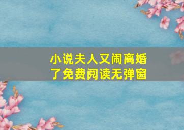 小说夫人又闹离婚了免费阅读无弹窗