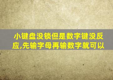 小键盘没锁但是数字键没反应,先输字母再输数字就可以