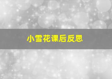 小雪花课后反思