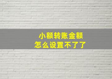 小额转账金额怎么设置不了了