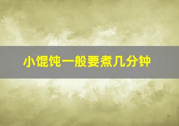 小馄饨一般要煮几分钟