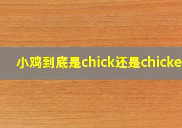 小鸡到底是chick还是chicken