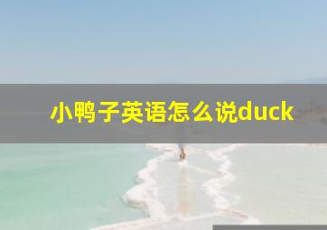 小鸭子英语怎么说duck