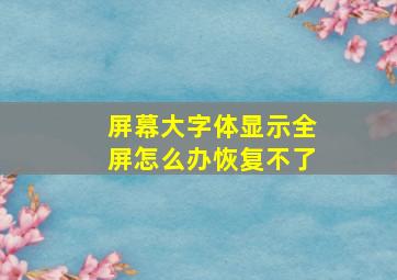 屏幕大字体显示全屏怎么办恢复不了