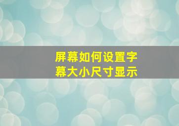 屏幕如何设置字幕大小尺寸显示