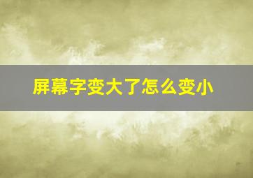 屏幕字变大了怎么变小