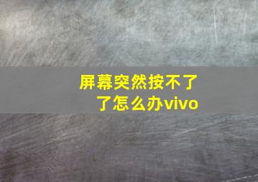 屏幕突然按不了了怎么办vivo