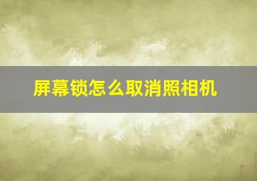 屏幕锁怎么取消照相机