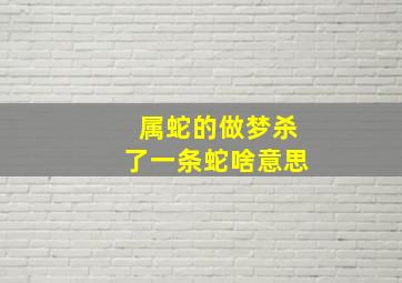 属蛇的做梦杀了一条蛇啥意思