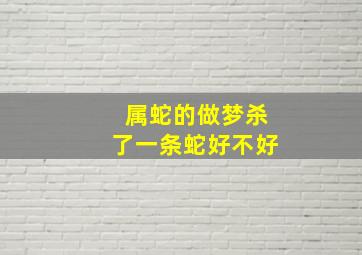 属蛇的做梦杀了一条蛇好不好