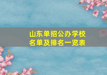 山东单招公办学校名单及排名一览表