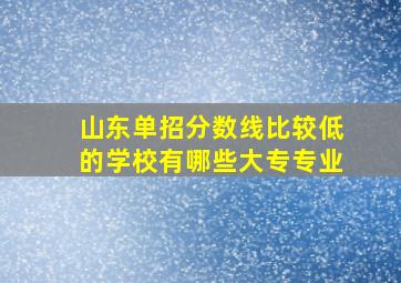 山东单招分数线比较低的学校有哪些大专专业