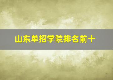 山东单招学院排名前十