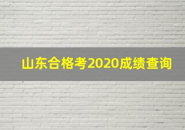 山东合格考2020成绩查询