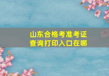 山东合格考准考证查询打印入口在哪