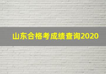 山东合格考成绩查询2020