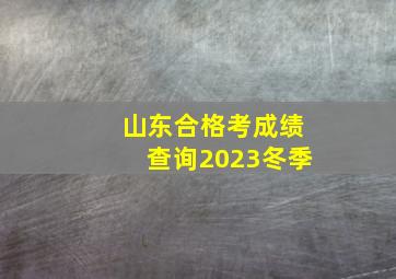 山东合格考成绩查询2023冬季