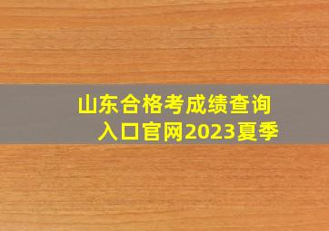 山东合格考成绩查询入口官网2023夏季