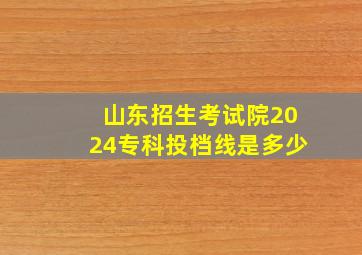 山东招生考试院2024专科投档线是多少