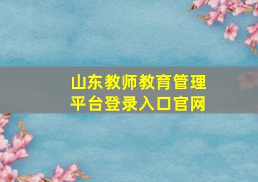 山东教师教育管理平台登录入口官网