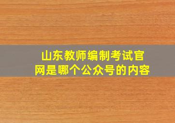 山东教师编制考试官网是哪个公众号的内容