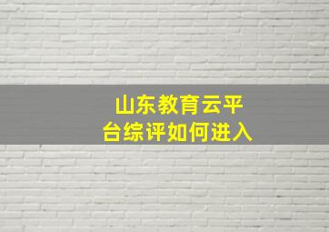 山东教育云平台综评如何进入