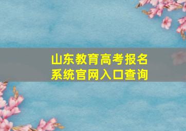 山东教育高考报名系统官网入口查询