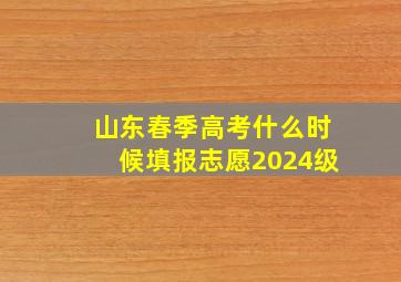 山东春季高考什么时候填报志愿2024级