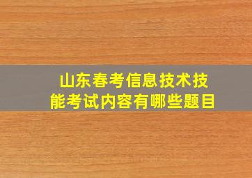 山东春考信息技术技能考试内容有哪些题目