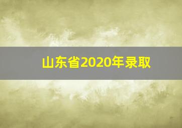 山东省2020年录取