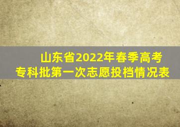 山东省2022年春季高考专科批第一次志愿投档情况表