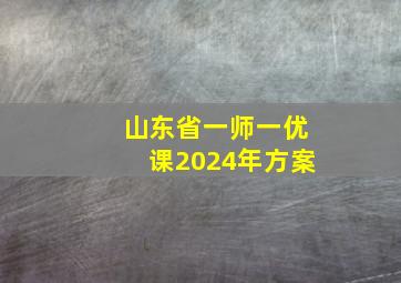 山东省一师一优课2024年方案