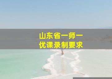 山东省一师一优课录制要求