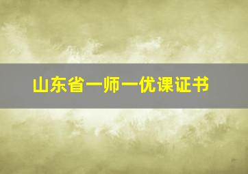 山东省一师一优课证书