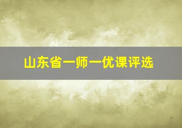 山东省一师一优课评选